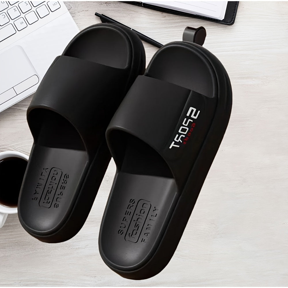 Men's Solid Color Open Toe Breathable EVA Anti Odor Slippers, Comfy Non Slip Casual Durable Slides, Men's Footwear